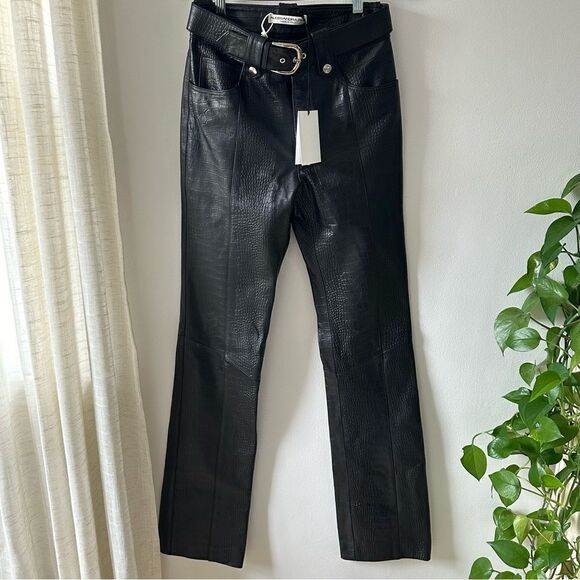 ALESSANDRA RICH Croc-effect Leather Pants - Picture 5 of 13